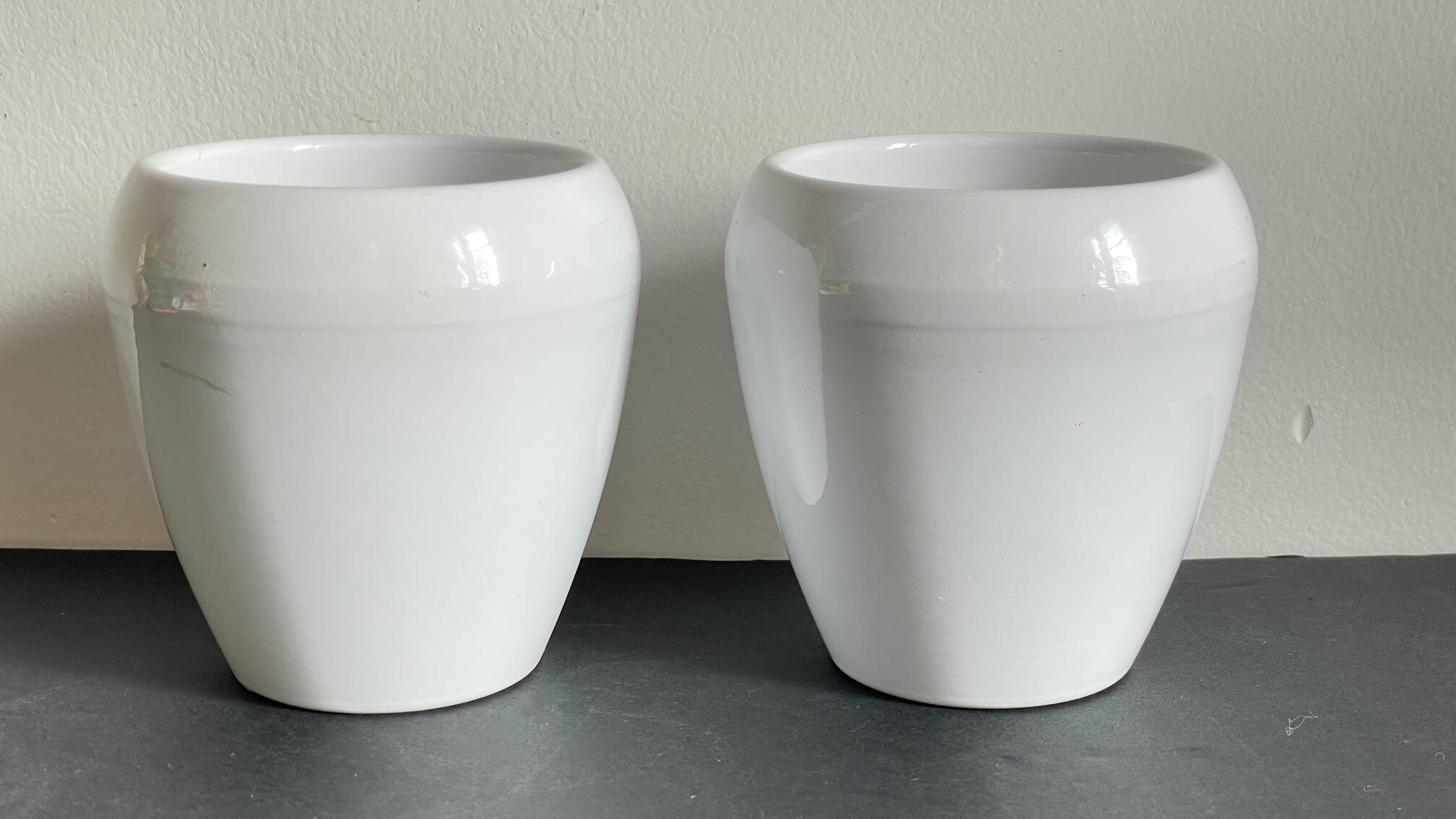 Pair of White Ceramic Candle Holders