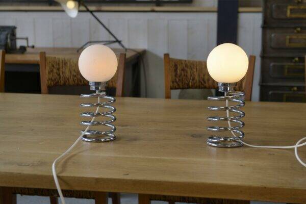 Pair of designer lamps, Spring model, by Ingo Maurer, 20th century