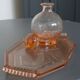 Plateau art deco en verre rose