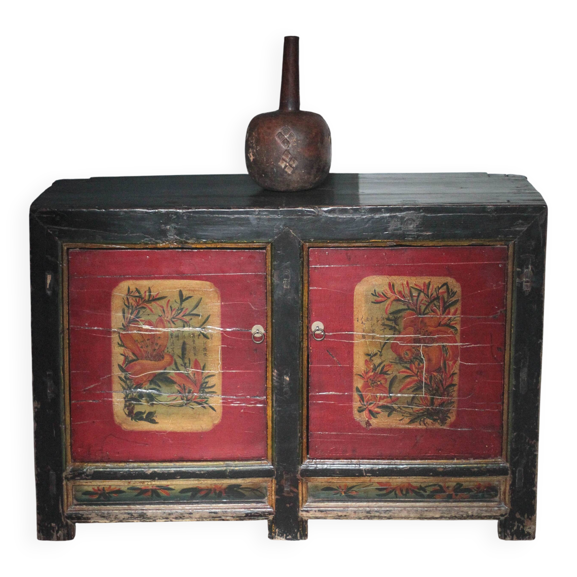 Chinese buffet from Mongolia, 2 doors, converted antique chest.
