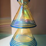 Vintage vase in iridescent glass 70s 80s