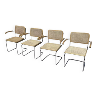 Lot de 4 chaises Cesca modèle B64 avec accoudoirs Cesca Marcel breuer design