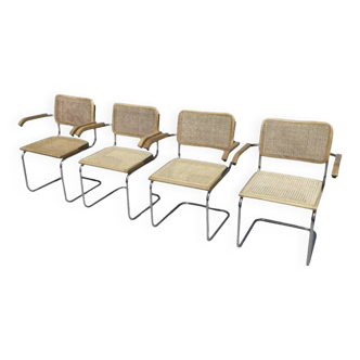 Set of 4 Cesca chairs model B64 with armrests Cesca Marcel breuer design