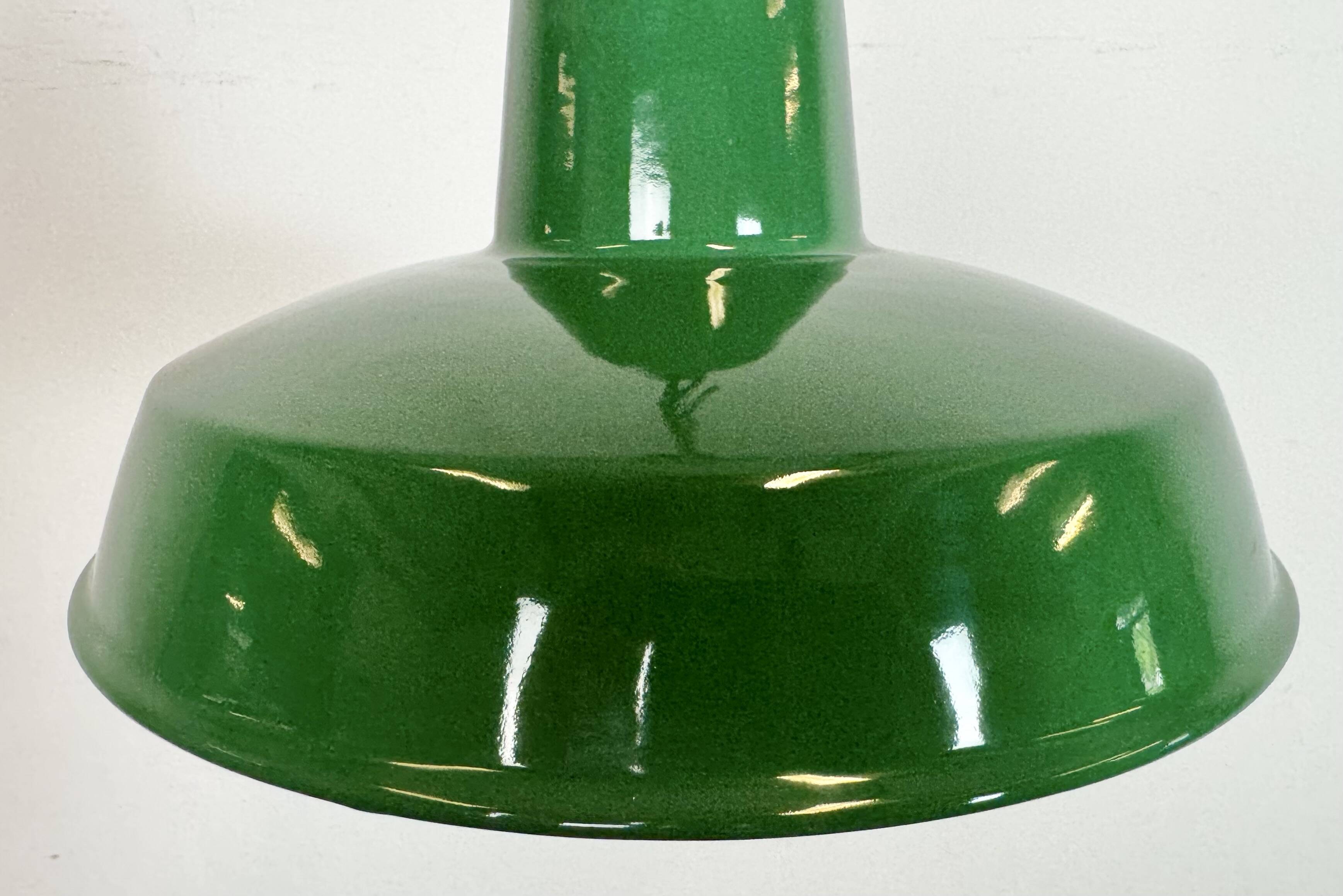 Industrial Green Enamel Factory Pendant Lamp , 1960s