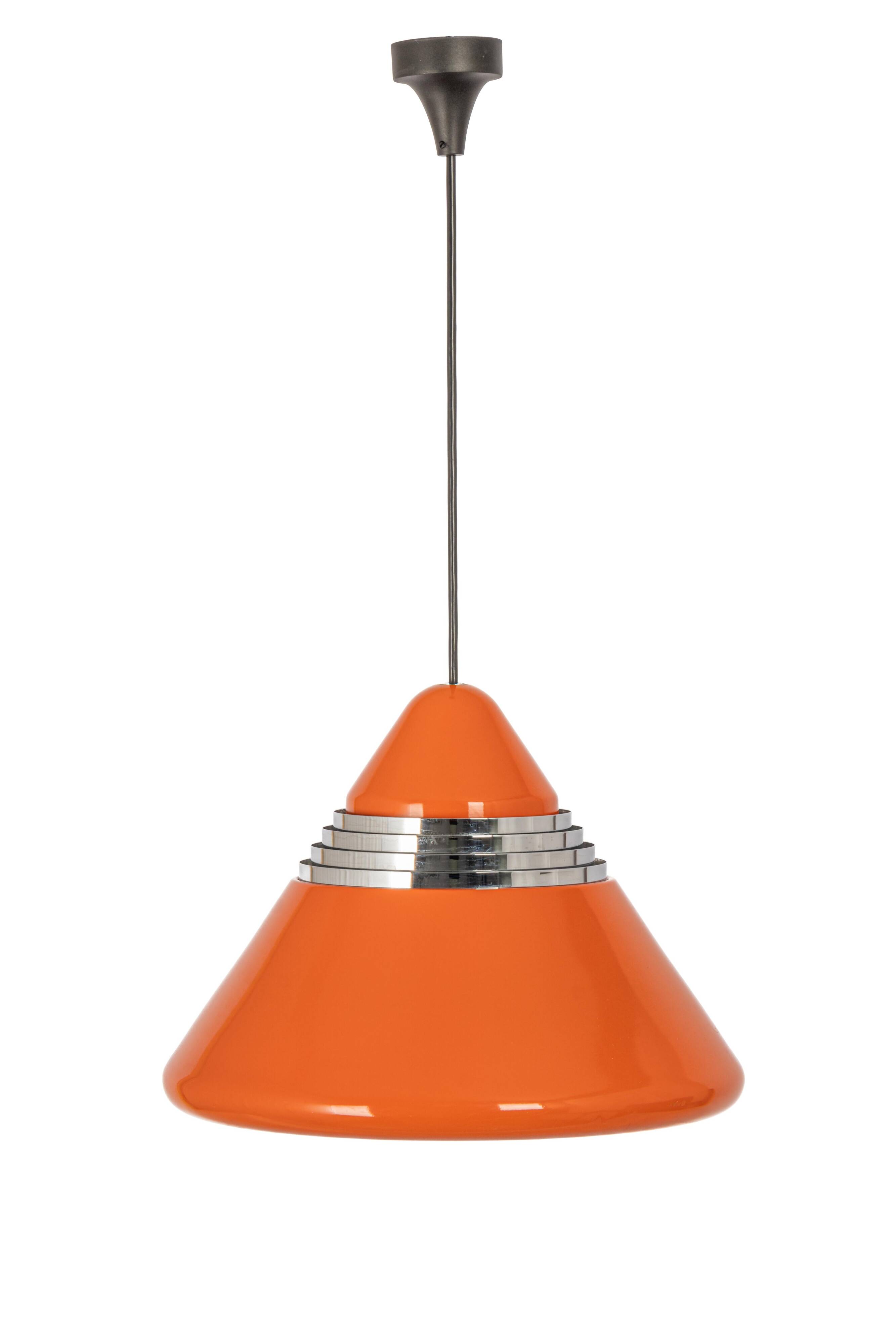 Large orange pendant light designed by Kazuo Motozawa, Staff, 1970s