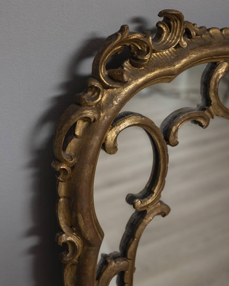 LARGE EARLY 20TH CENTURY WALL MIRROR IN GILDED WOOD IN BAROQUE STYLE