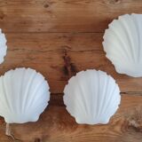 White opaline shell wall lamp