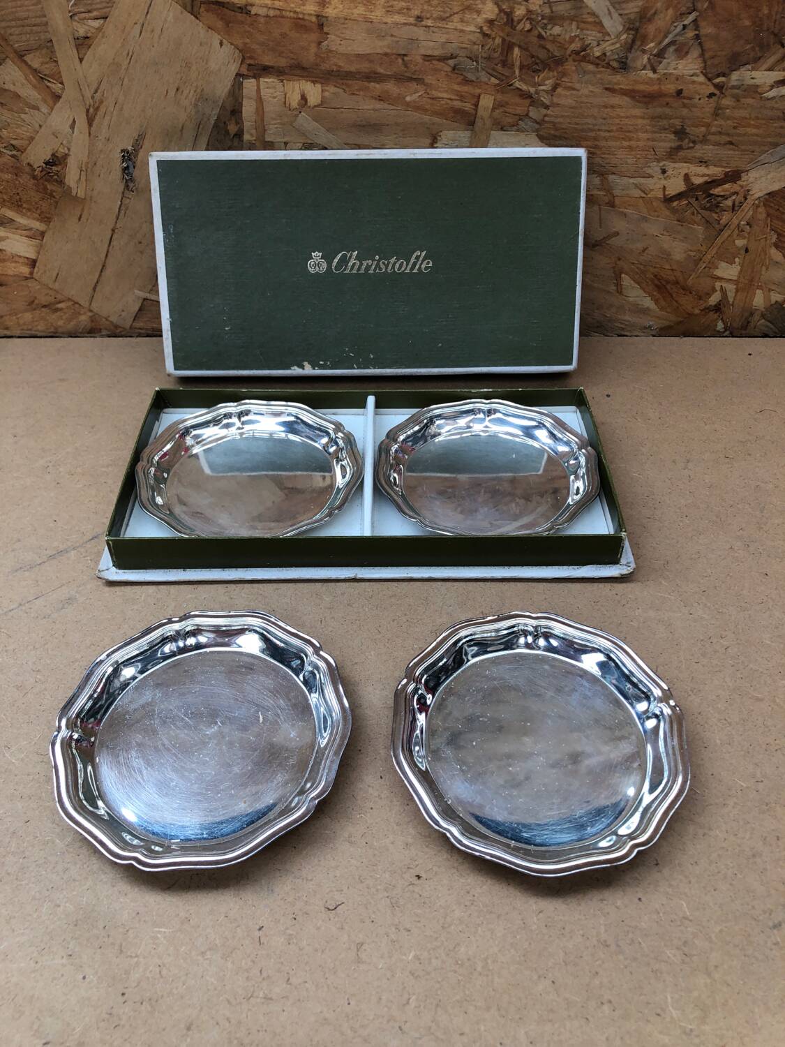 Series of 4 old christofle cups vintage silver metal