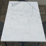 Marble bistro table, cast iron base signed Godin, L 120 cm, made in France!