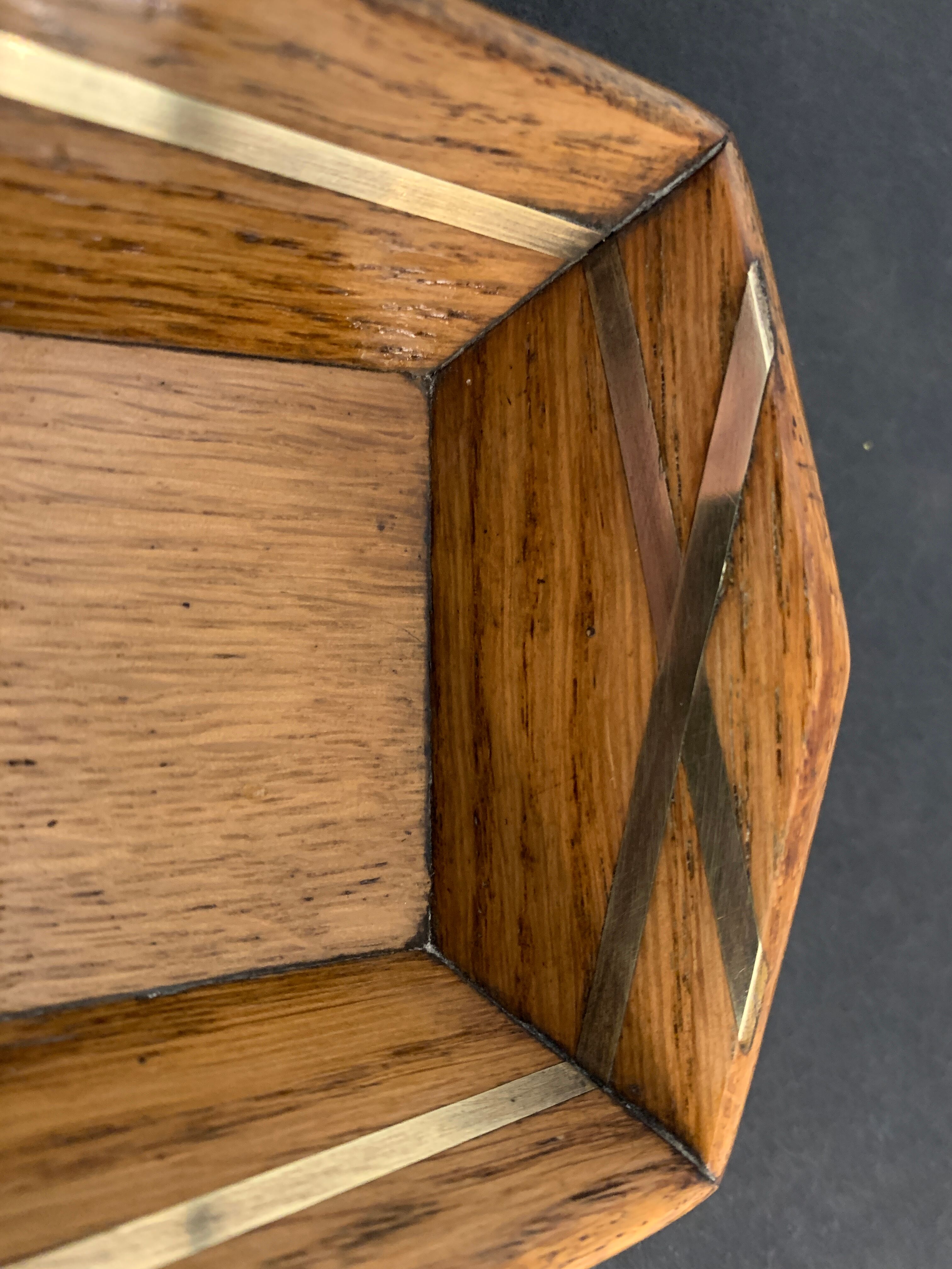 Wooden pencil holder with brass inserts, NINETEENTH