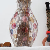 Glass vase and multicolored scales