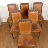 Set of 6 Art Deco carved walnut chairs, Circa 1920