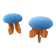 Modern Poufs in Light Wood and Blue Velvet Fabric from Artigianato Italiano, Set of 2