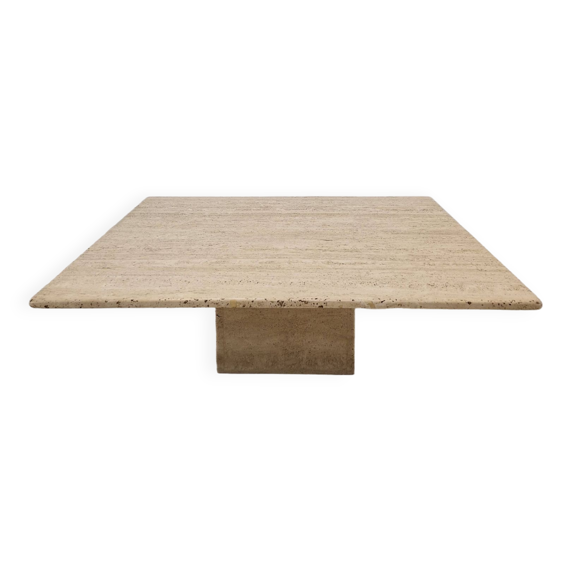 Italian Square Coffee Table in Travertine, 1980s