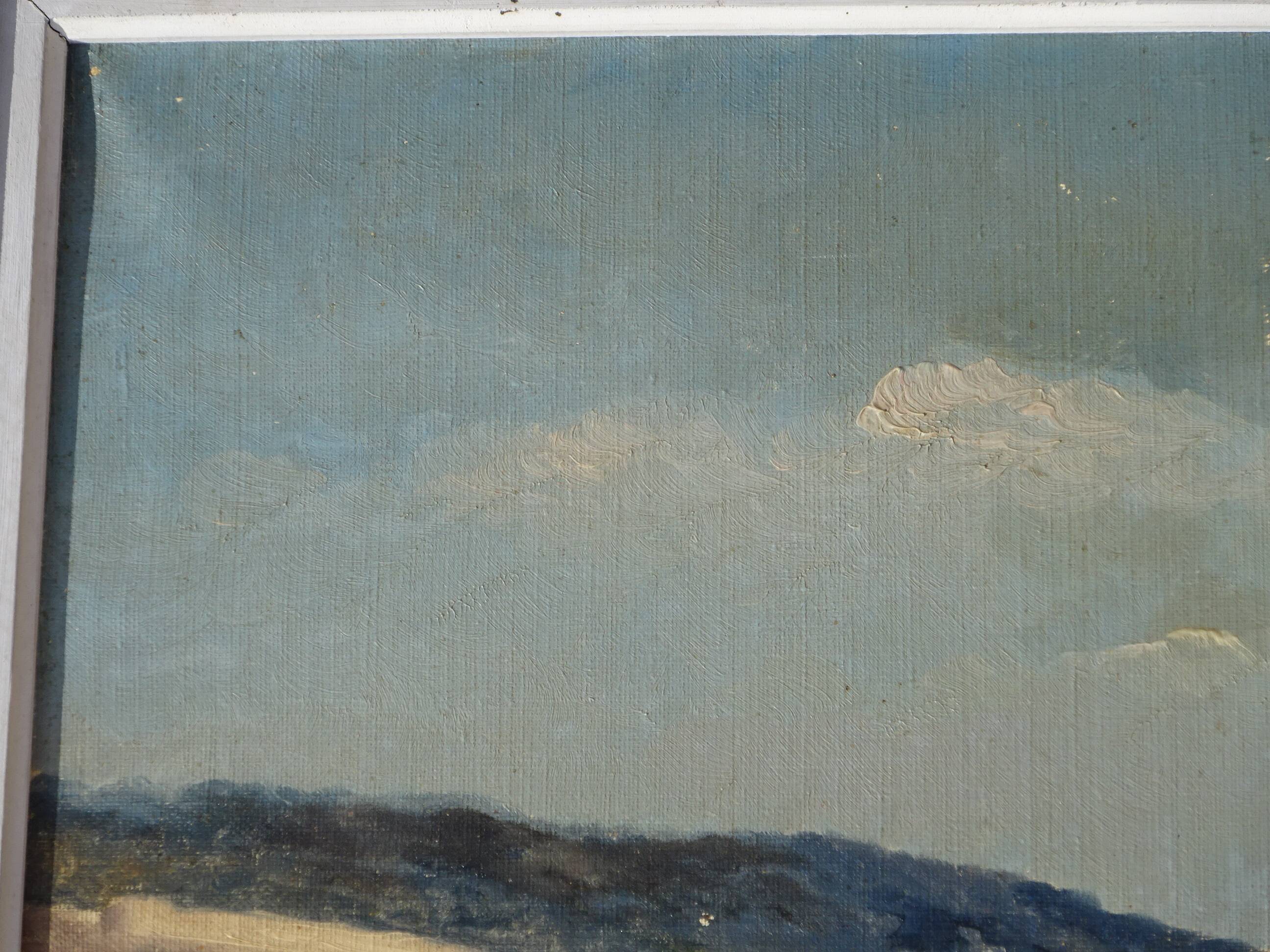 Huile sur toile du XIXème siècle, calanques, Méditerranée