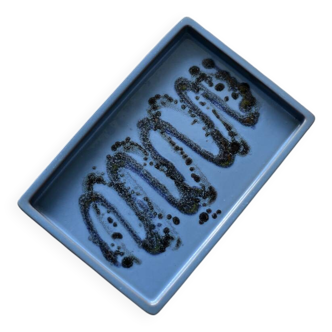 Vintage Mid-Century Scandinavian Modern Blue Ceramic Tray, 1960s