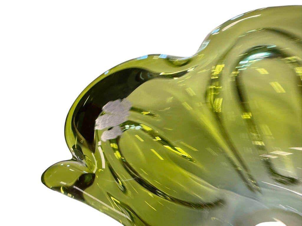 Vintage green Murano glass bowl