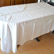 Vintage tablecloth in damask mestizo and decorated with a central lace 145x170 *Z*