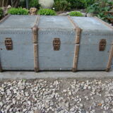Old wooden travel trunk