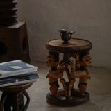 Decorative stool carved from African hardwood / Tribal art piece, mid-20th century
