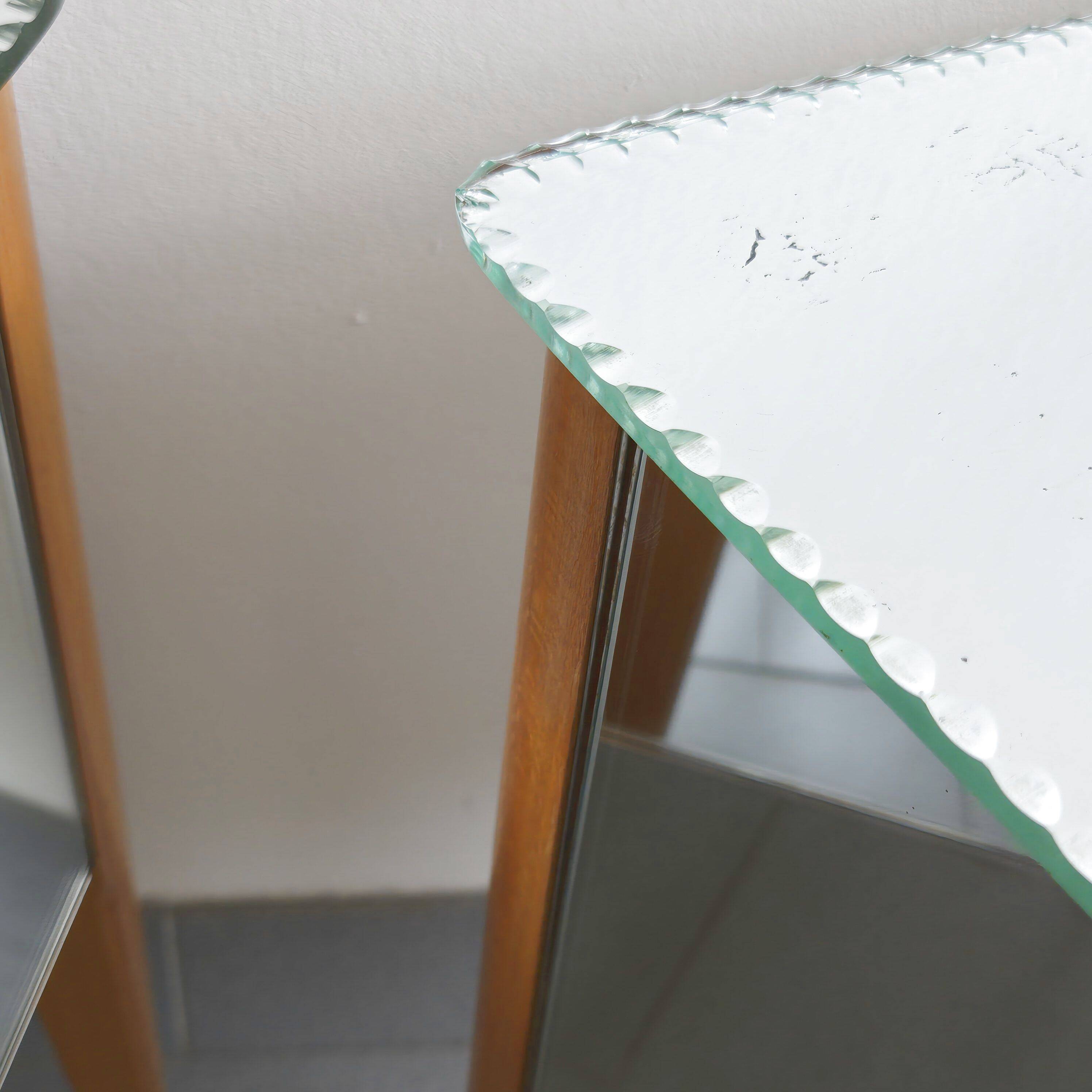 Pair of vintage 1950s mirrored bedside tables