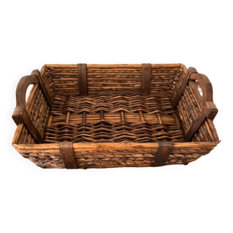 Vintage rattan and woven bamboo basket