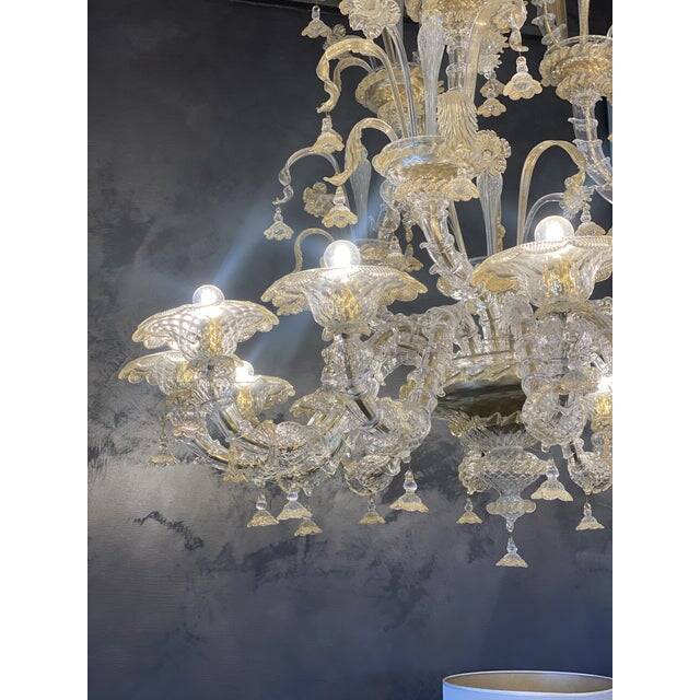 Contemporary Floral Venetian "Ca Rezzonico" Gold Murano Glass Chandelier