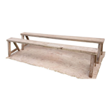 Pair of oak farmhouse benches 228 cm