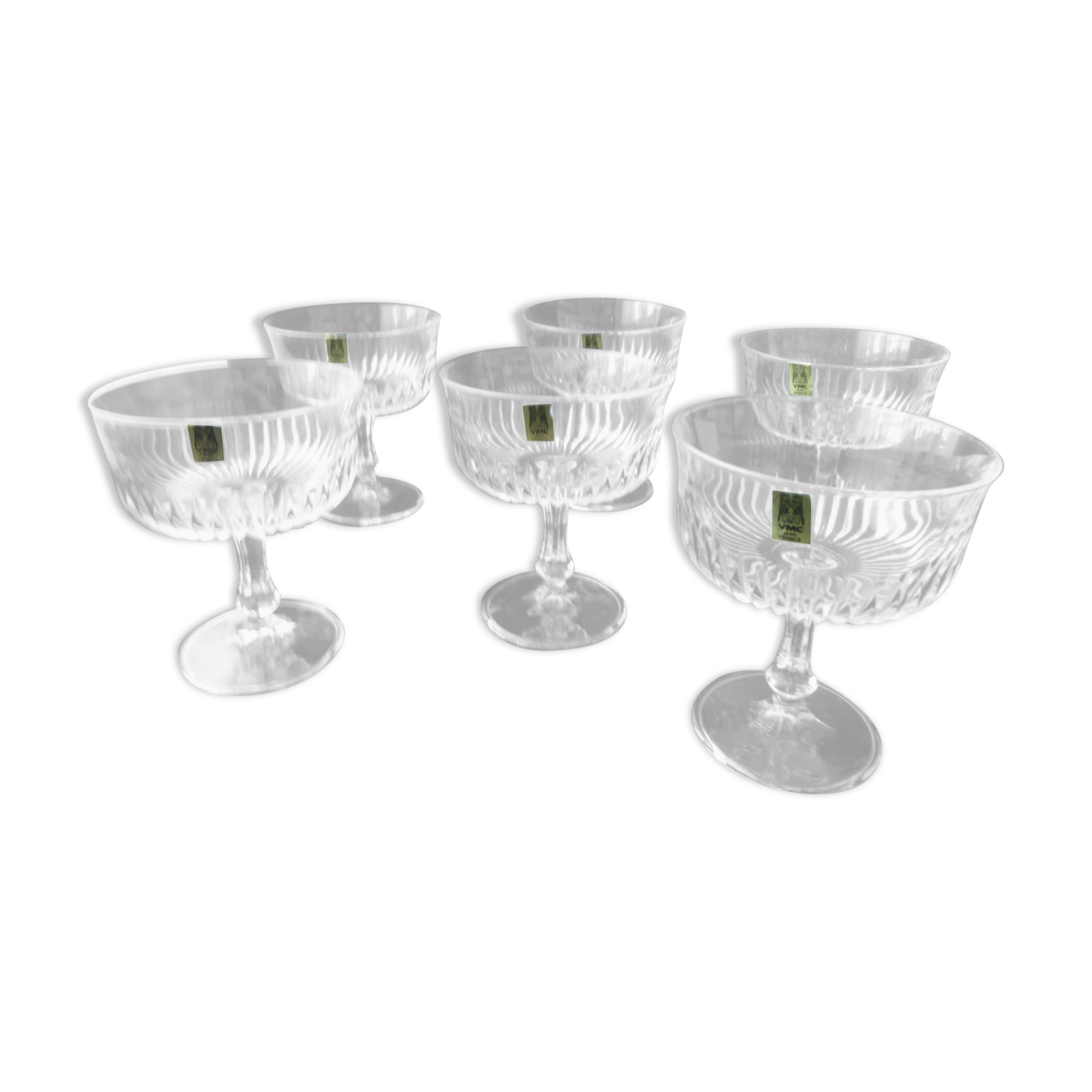 Set of 6 VMC Reims Glass Cups for Champagne, Ice cream, fruit etc.