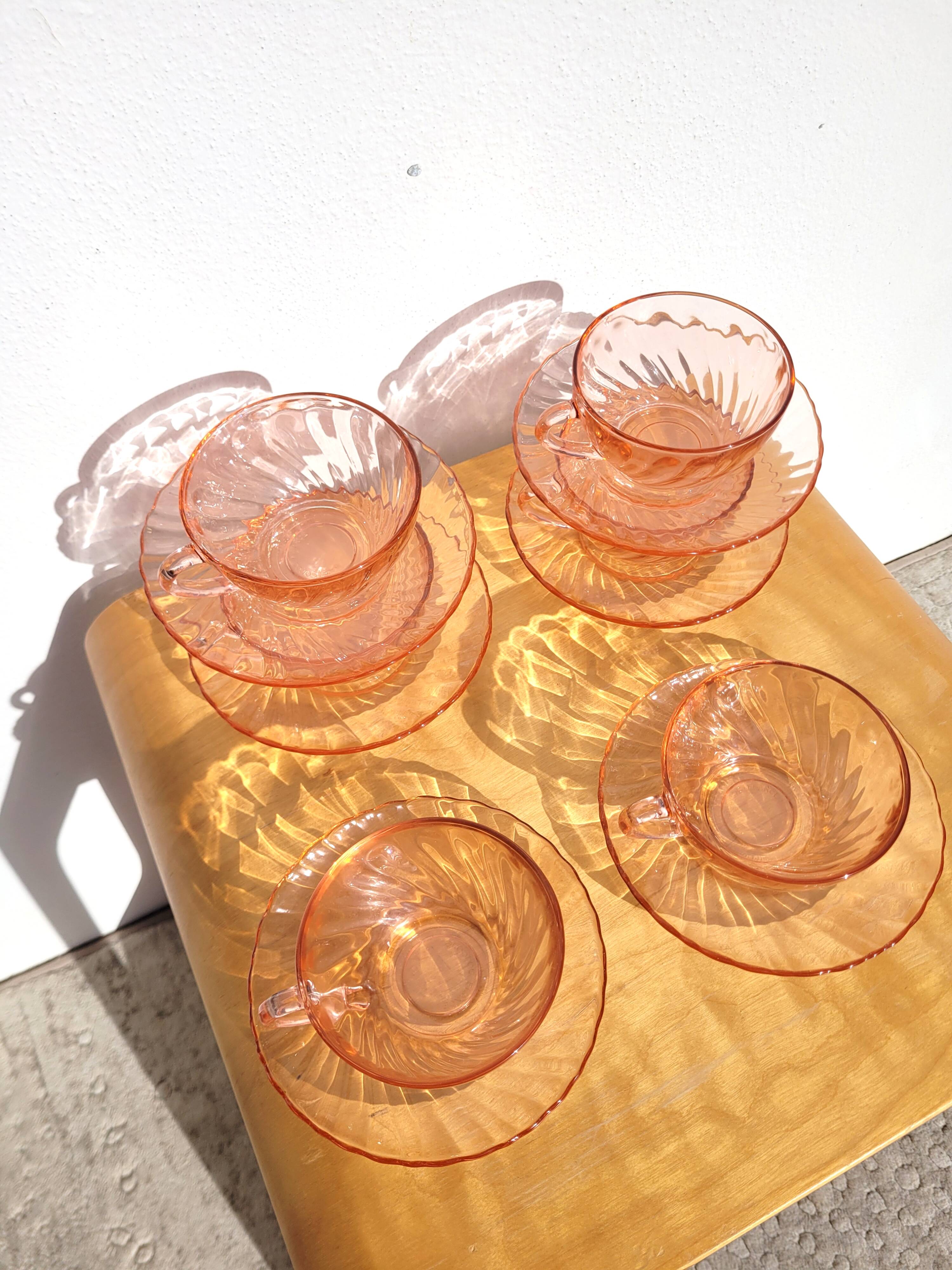 Vintage Arcopal Rosaline Coffee Cup Set