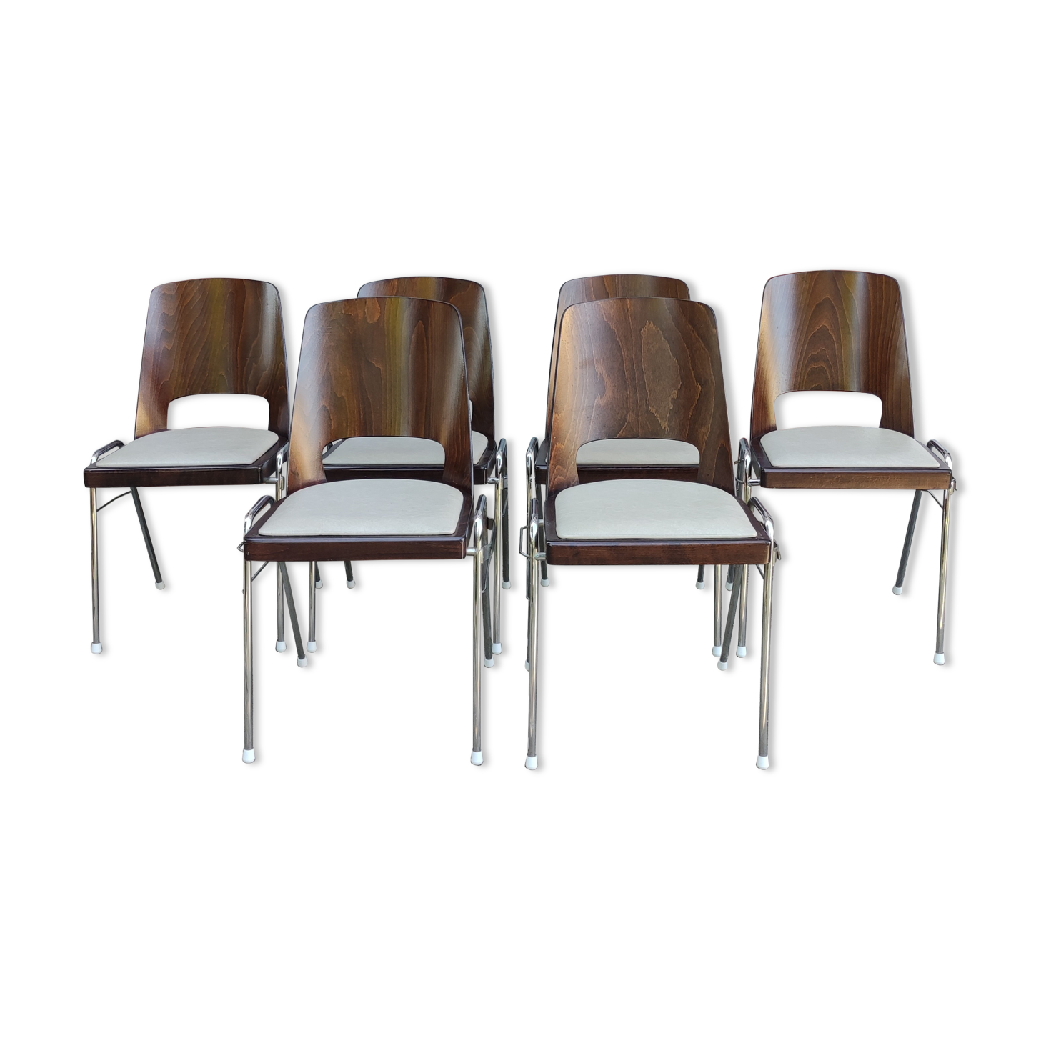 Series of 6 stackable chairs Baumann model Manhattan