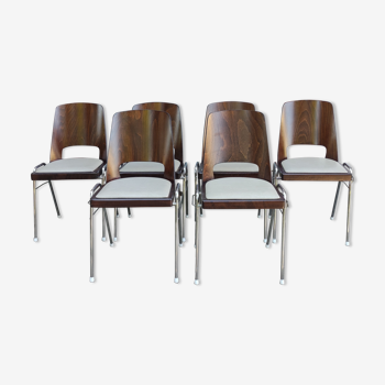 Series of 6 stackable chairs Baumann model Manhattan