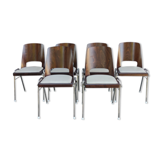 Series of 6 stackable chairs Baumann model Manhattan