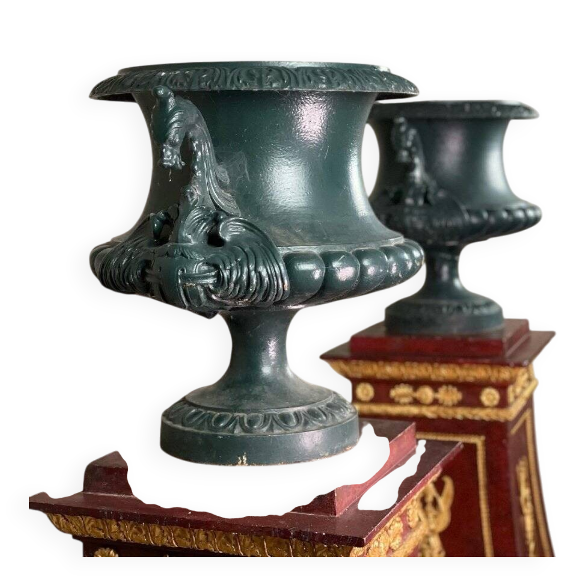 Set of 4 cast iron basins, Corneau foundry in Charleville.