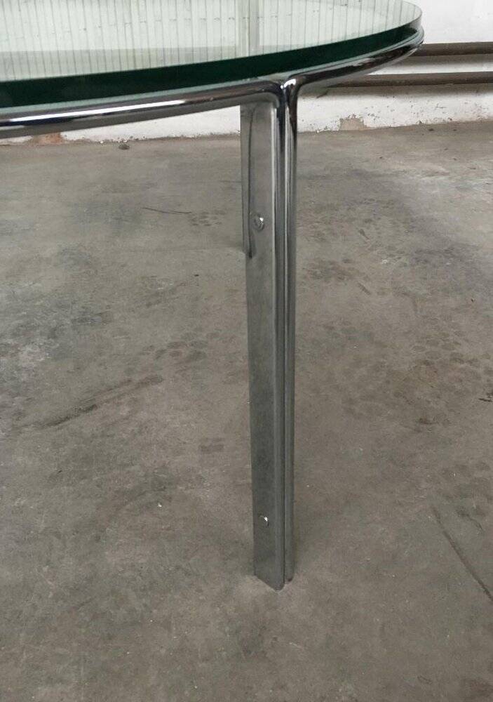 Chrome and glass coffee table in Space Age style from the mid-century, 1960s.