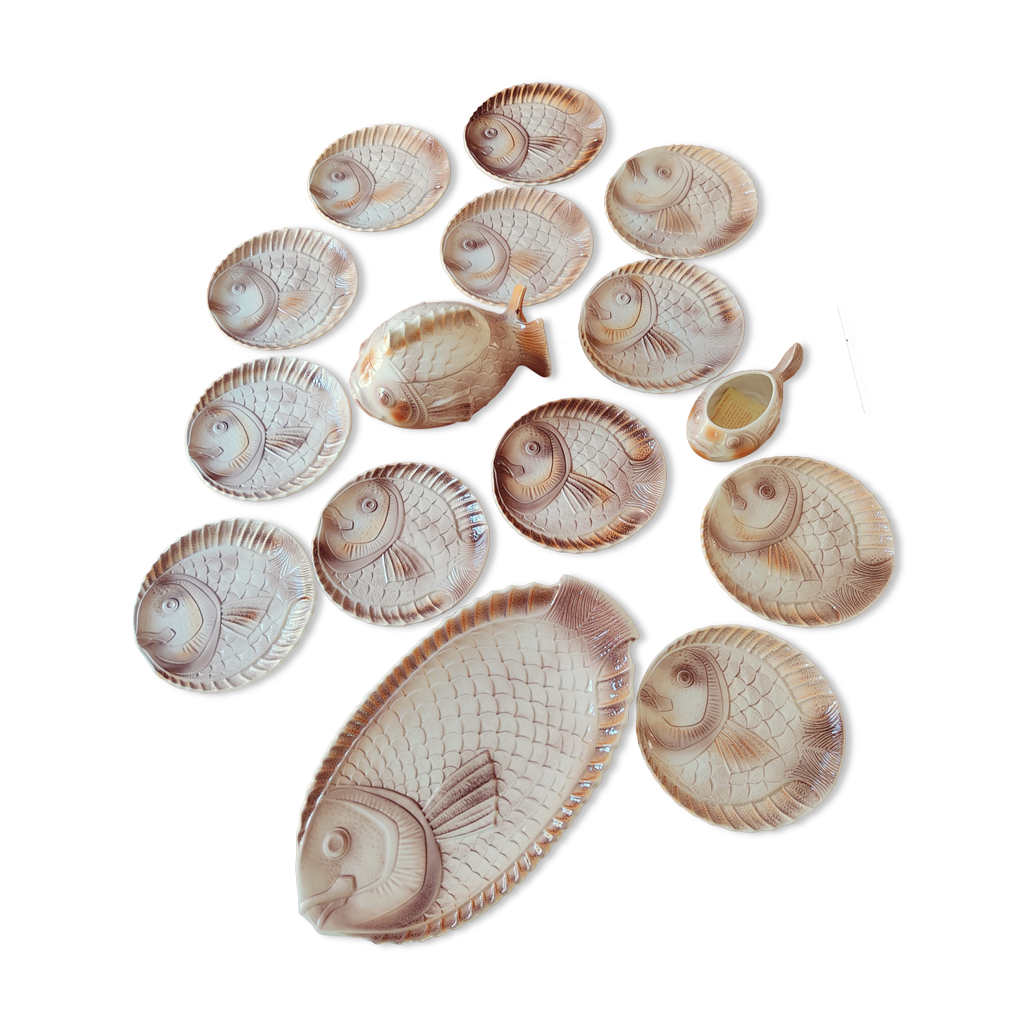 Bouillabaisse earthenware service from sarguemines vintage
