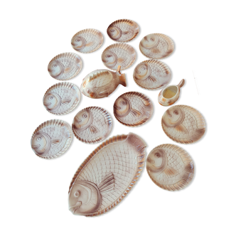 Bouillabaisse earthenware service from sarguemines vintage
