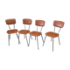4 chaises métal et skai marron