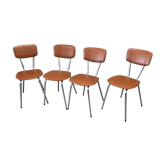 4 chaises métal et skai marron