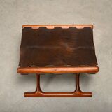 Poul Hundevad PH43 Guldhøj Stool in Teak and Brown Leather, Denmark, 1960s