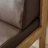 Modernist wooden armchair by Bauman, 1970 design.