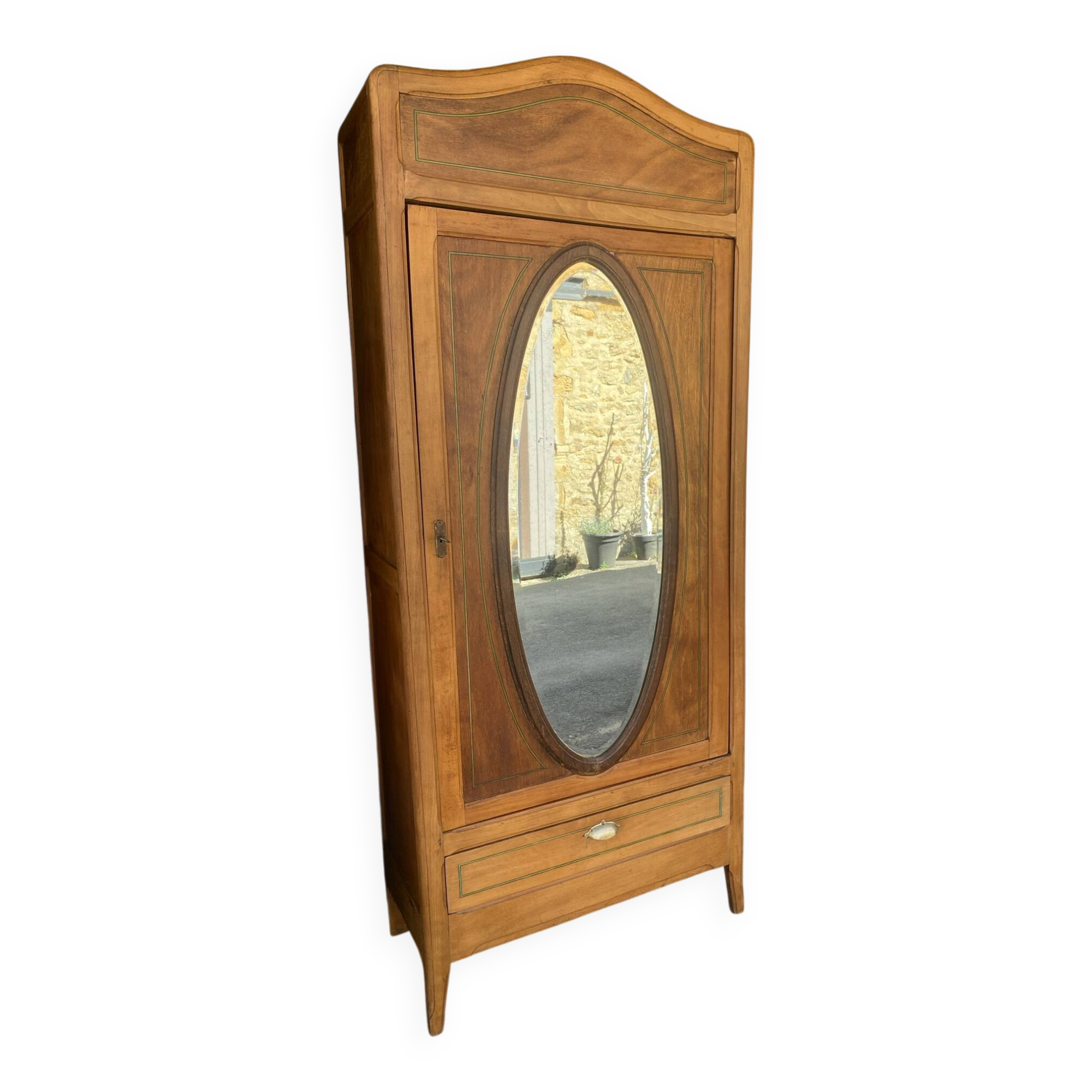 Art Deco wardrobe with oval mirror