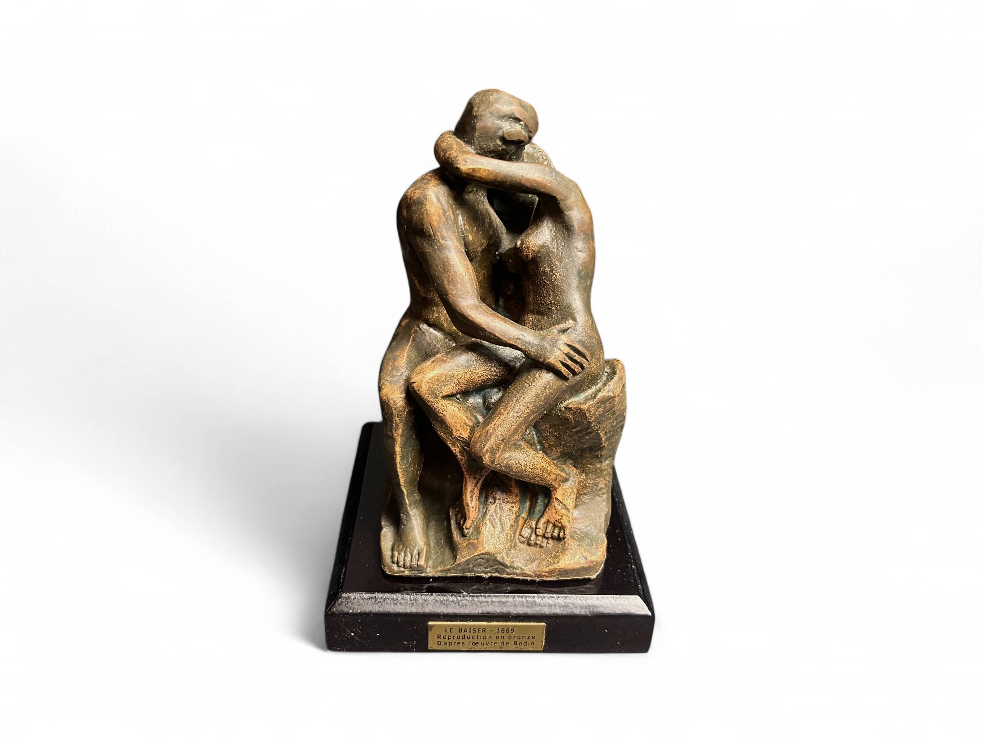 Rodin (d’après), reproduction en bronze Le Baiser XXème