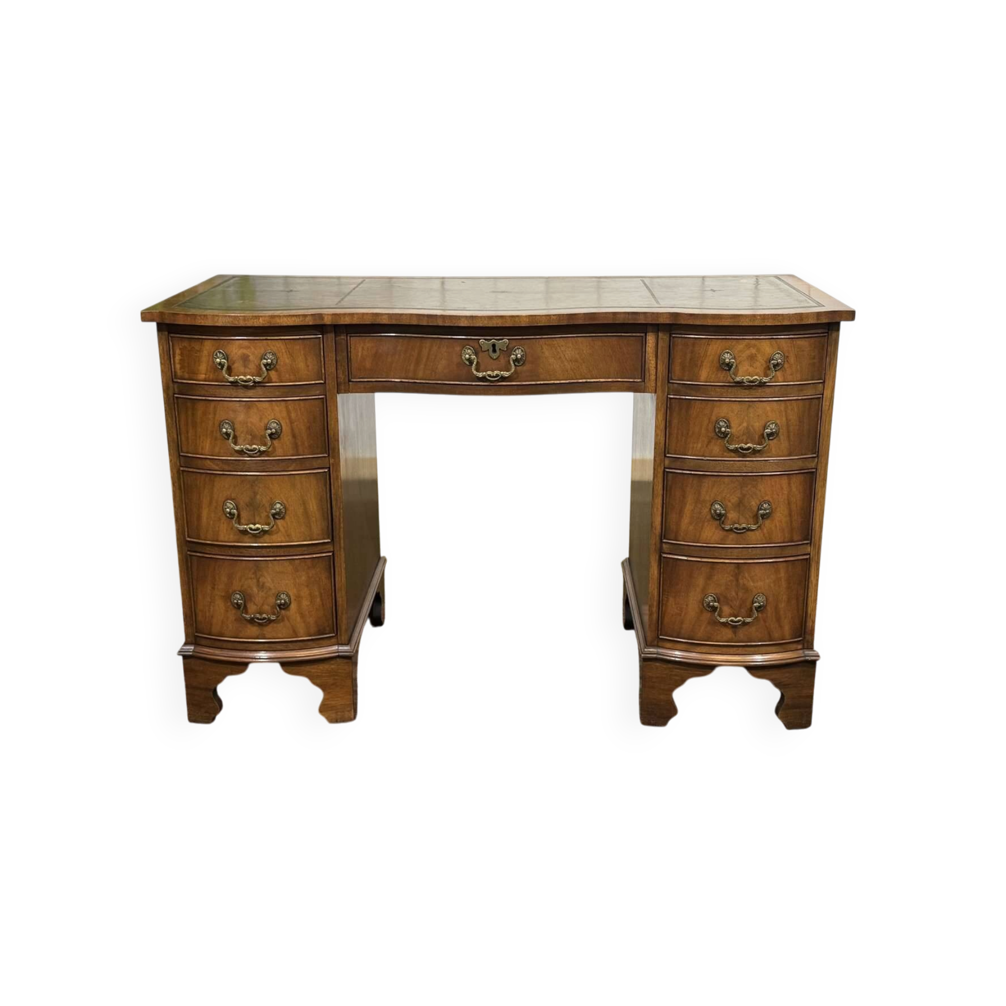English desk from the 1950s in mahogany with a leather top.