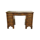Bureau anglais des années 1950 en acajou et dessus cuir