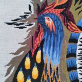 handmade "Aurore" rooster tapestry from the 1970s