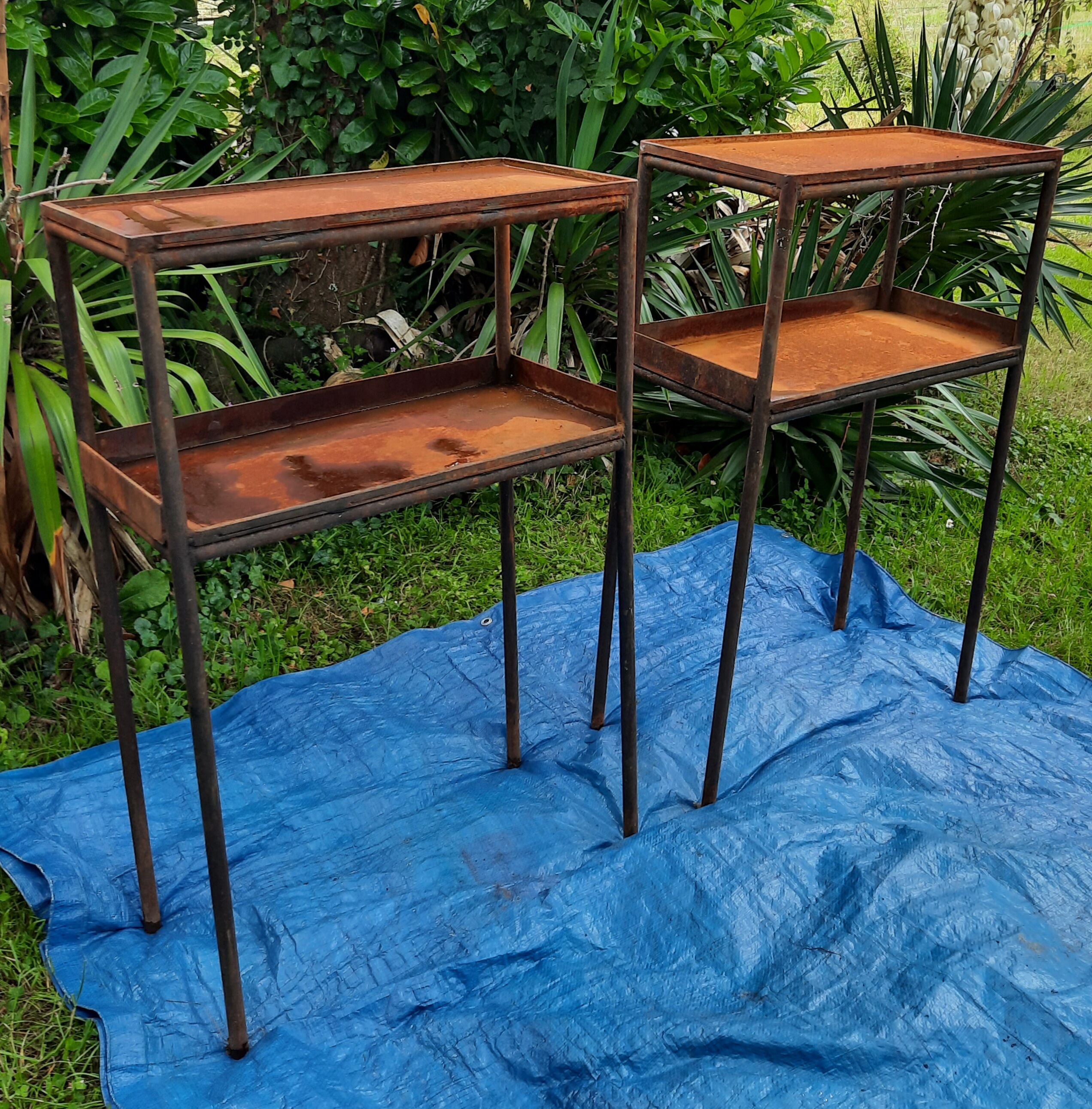 Pair of metal consoles