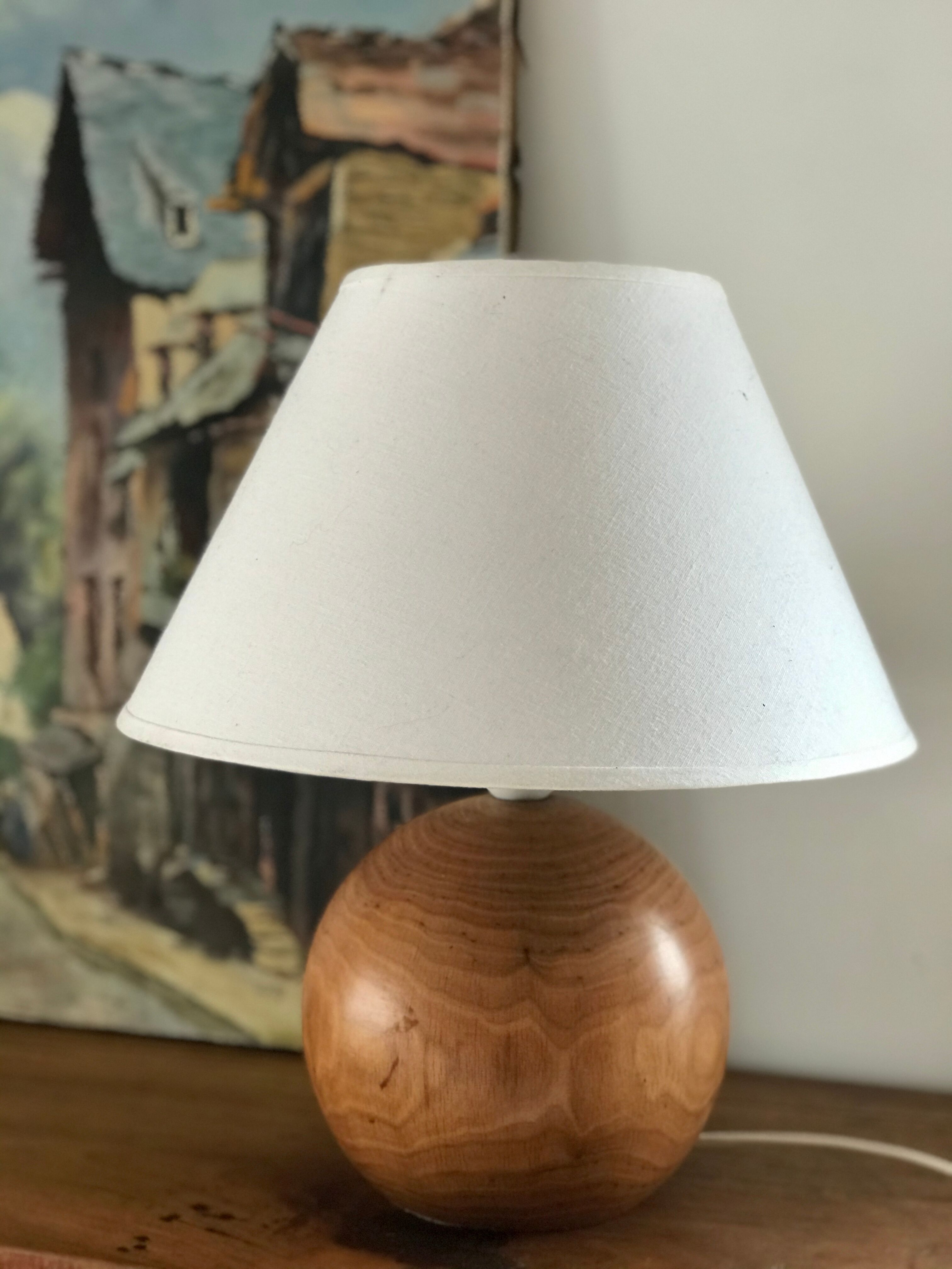 Lampe boule en bois