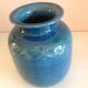 Blue / vintage ceramic ball vase 70s