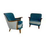 Lot of 2 sculptural Danish design armchairs from the 1940s, vintage.